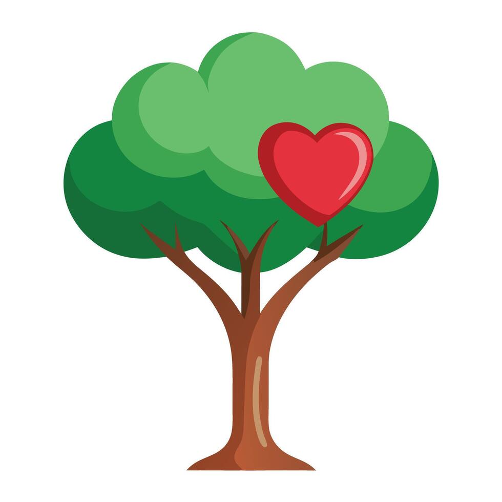 Romance Tree Simple Heart Shaped Design vector