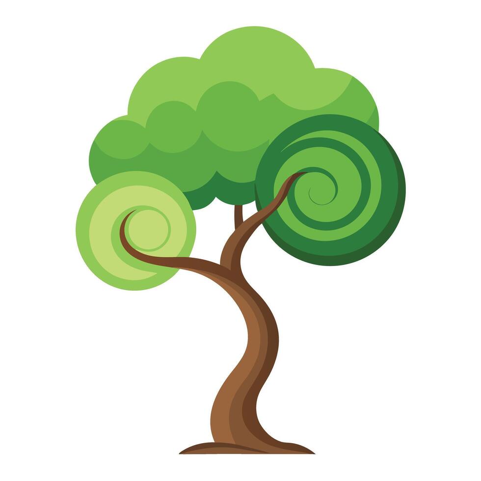 Swirl Trunk Tree Simple Spiraling Design vector