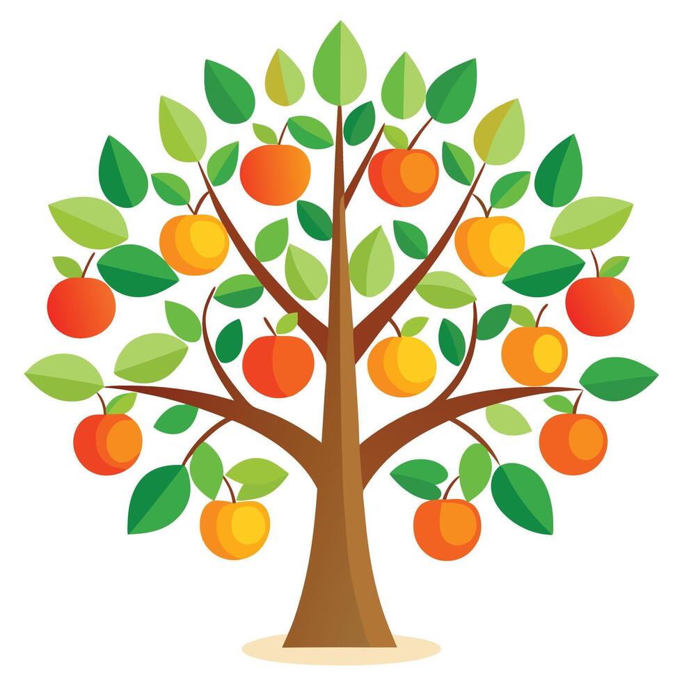 Healthy Tree Flat Sliced Fruit Leaves vector