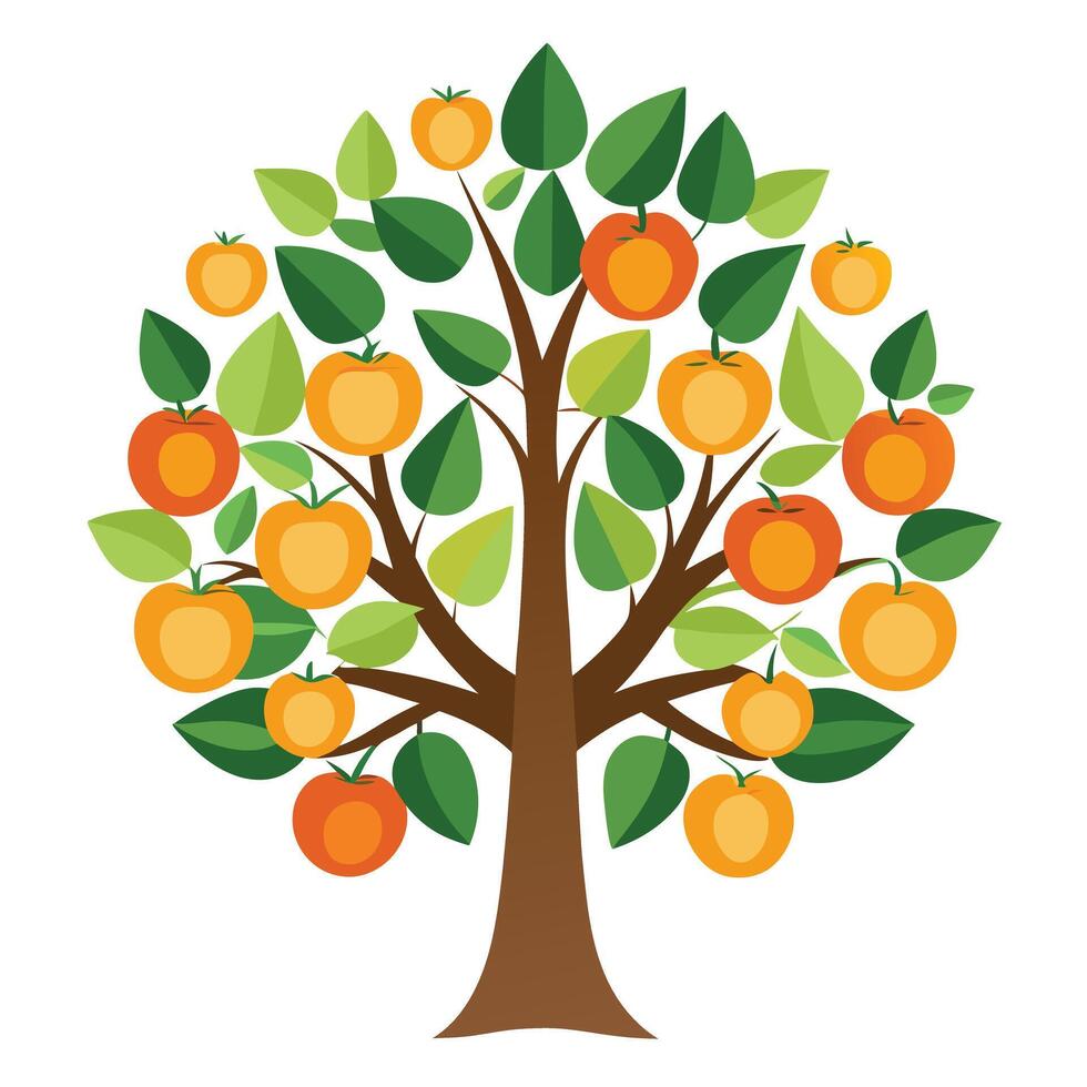 Fruit Tree Flat Sliced Fruit Leaves vector