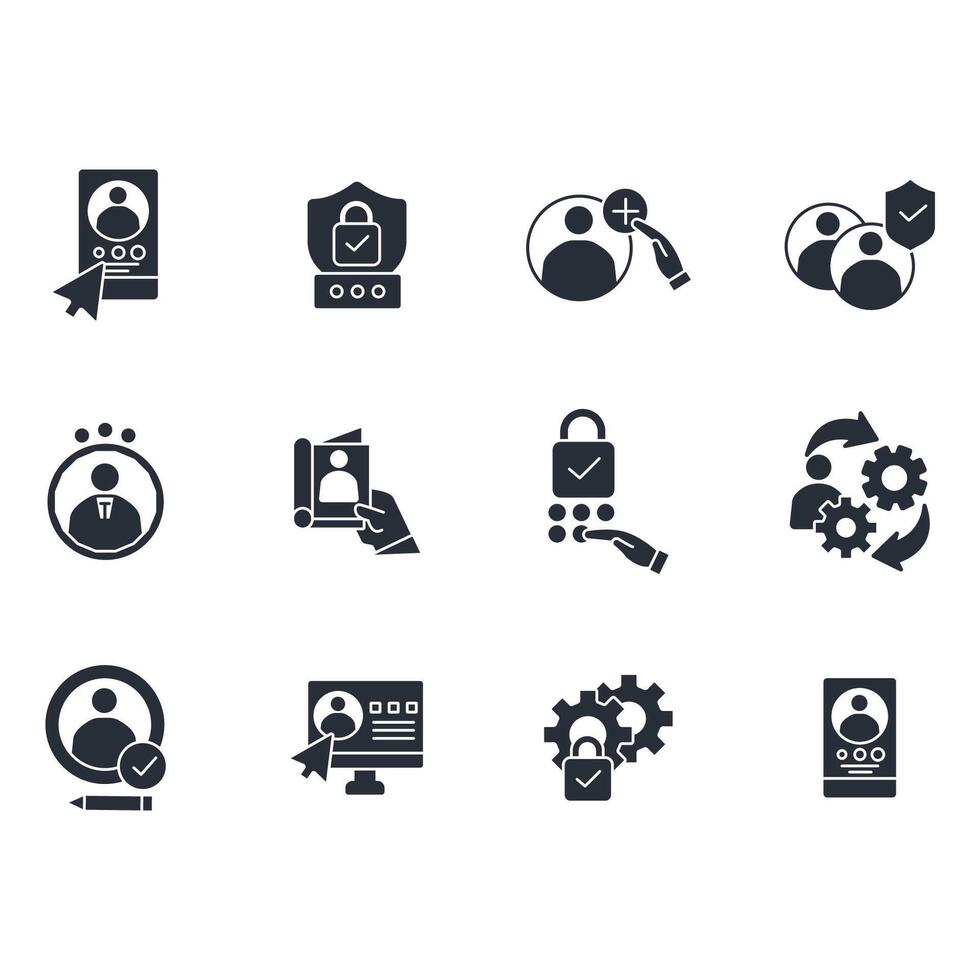 User account icon set flat style vector