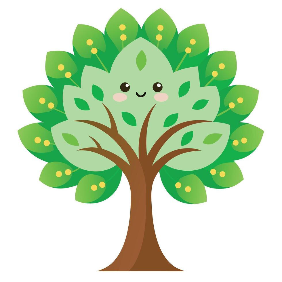 Designed Tree Smiley Faces as Leaves vector