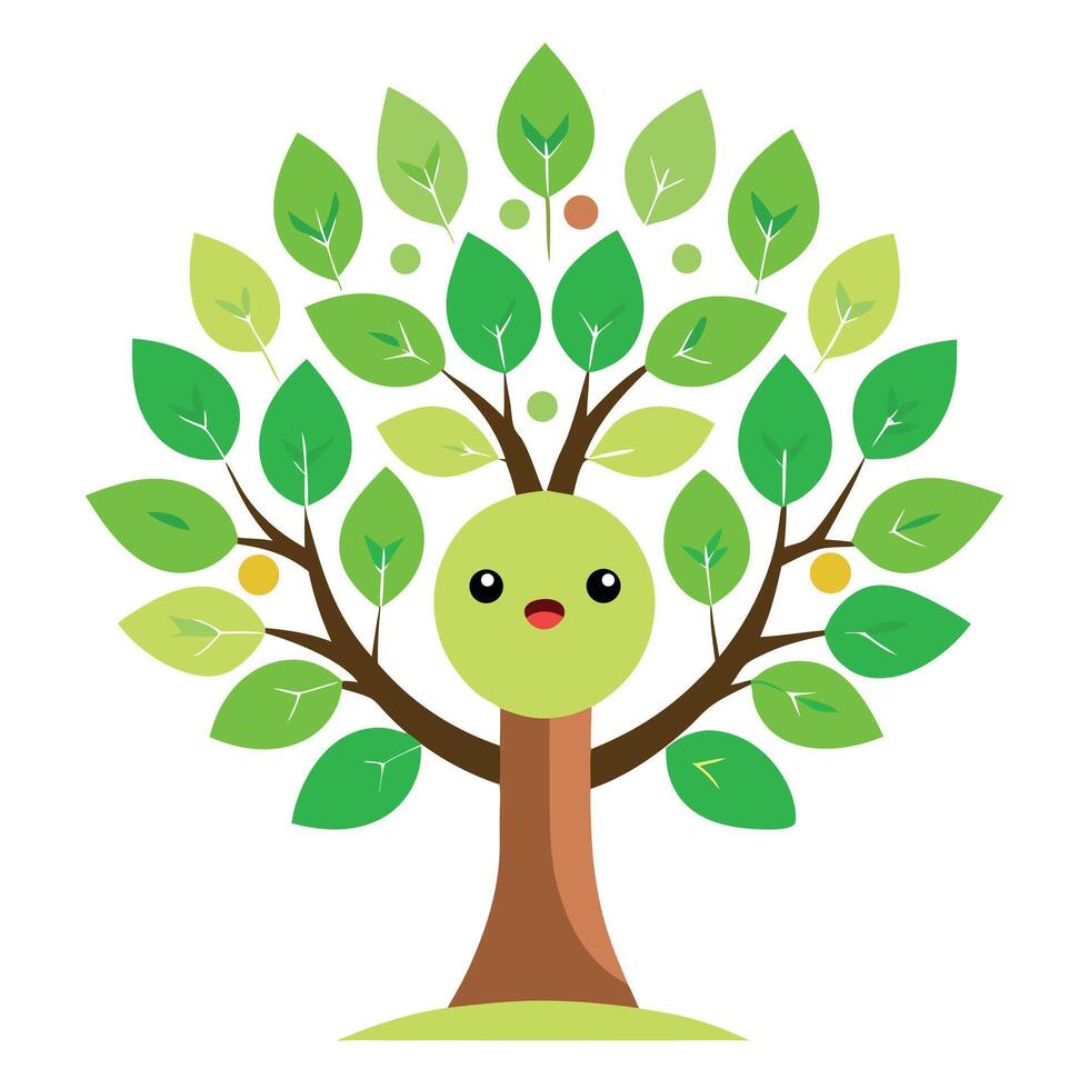 Smiley Face Tree A Flat Design vector