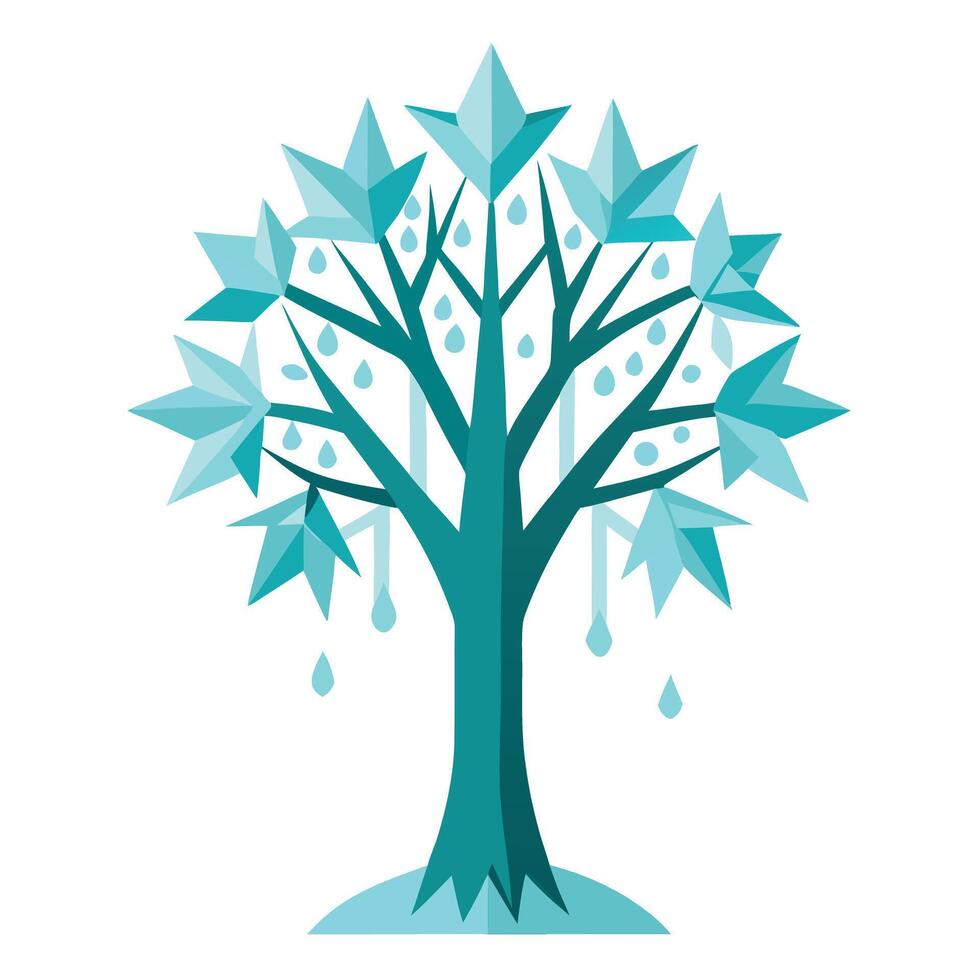 Cold Tree Snowflake Leaves with Icicle vector