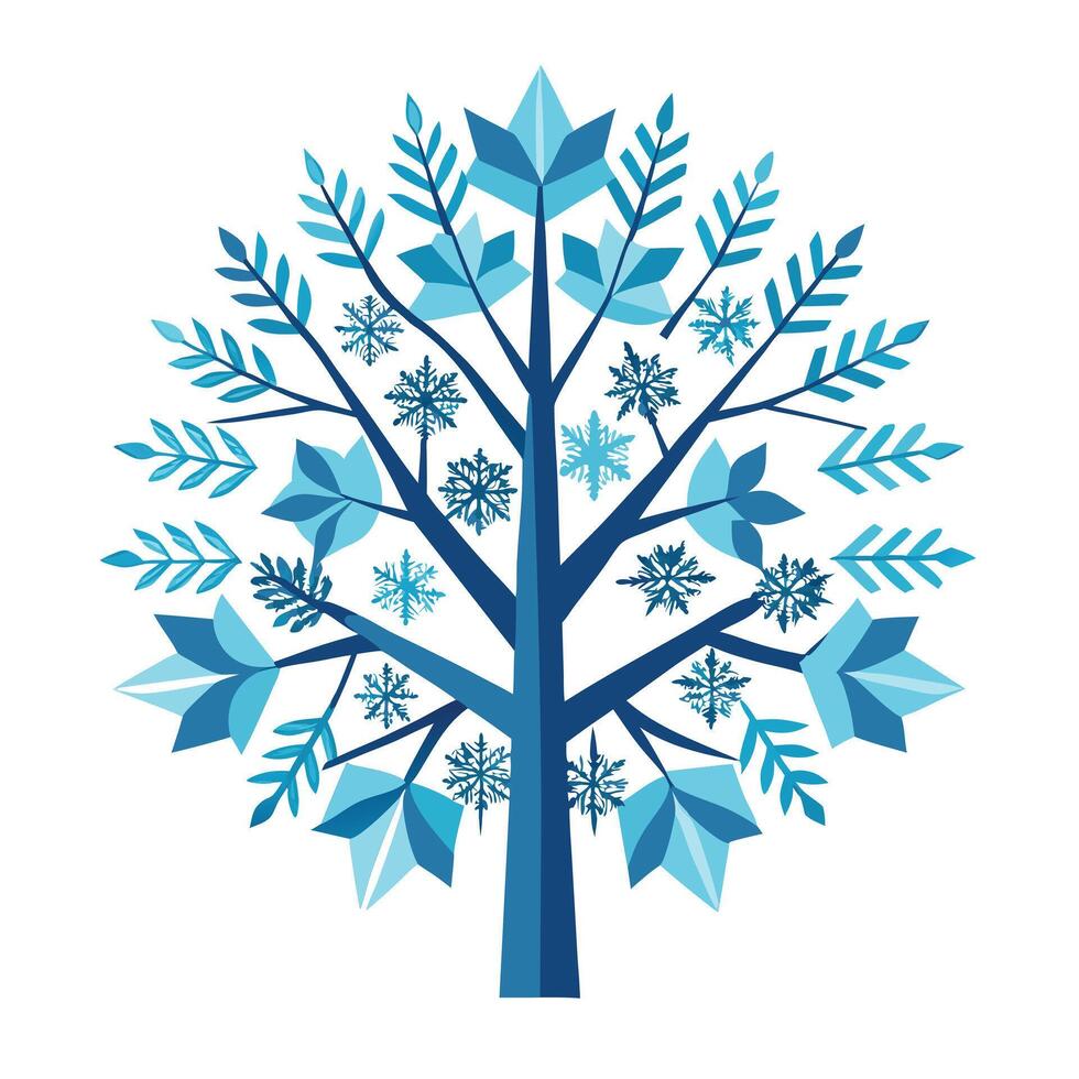 Cold Tree Snowflake Leaf Design vector