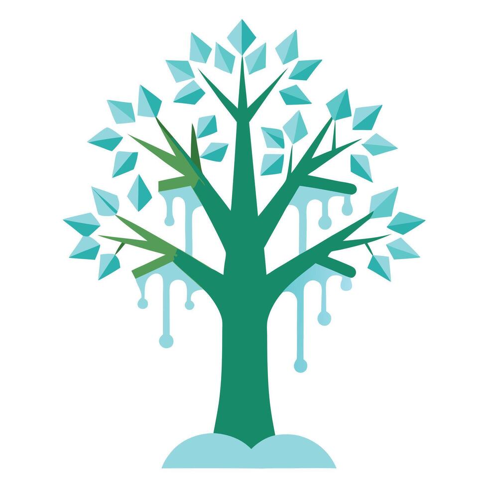 Designed Tree Snowflake Leaves and Icicle vector