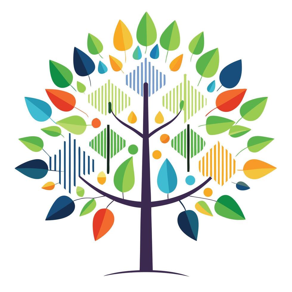 Sound Wave Tree Patterned Leaves vector