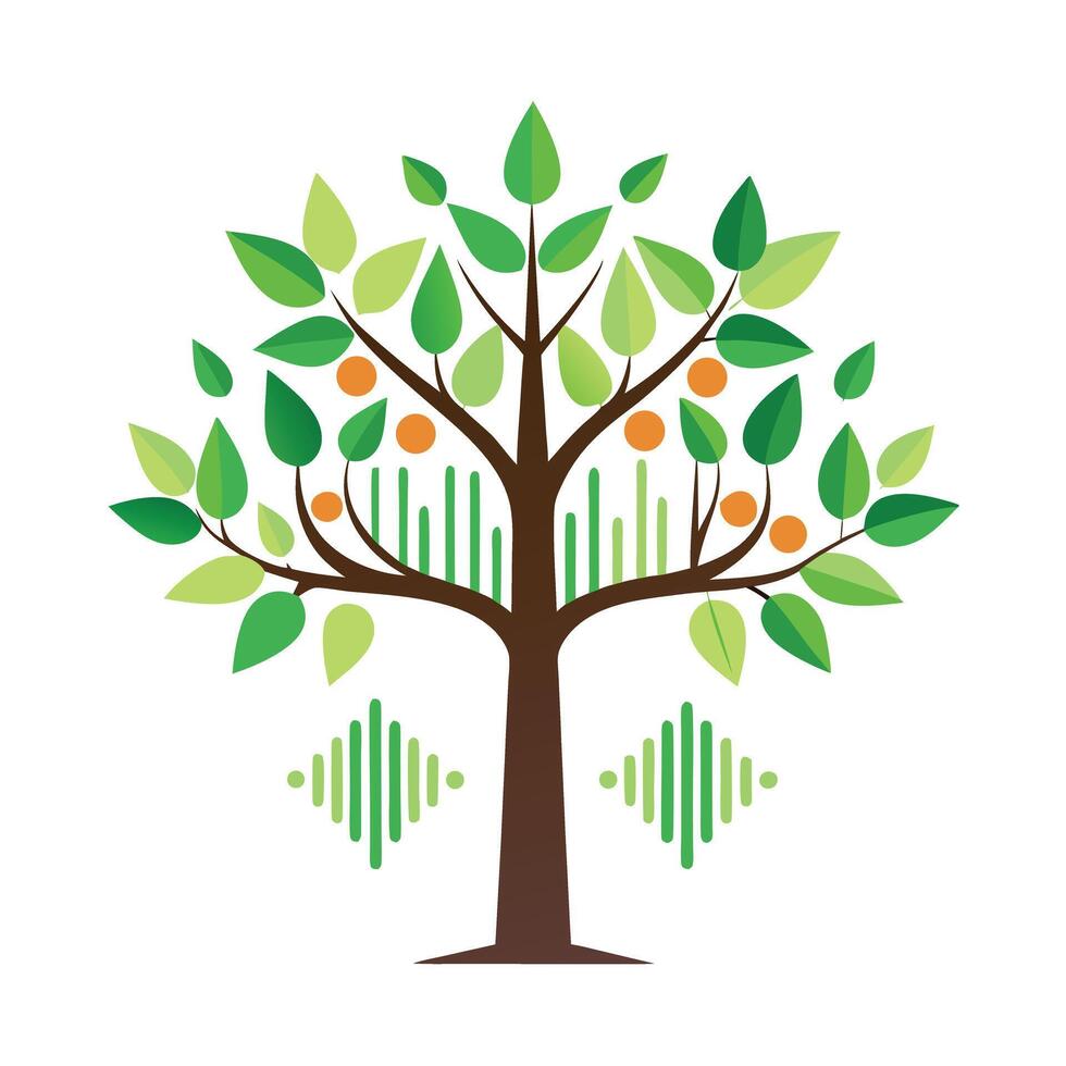 Music Tree Sound Wave Pattern Leaves vector