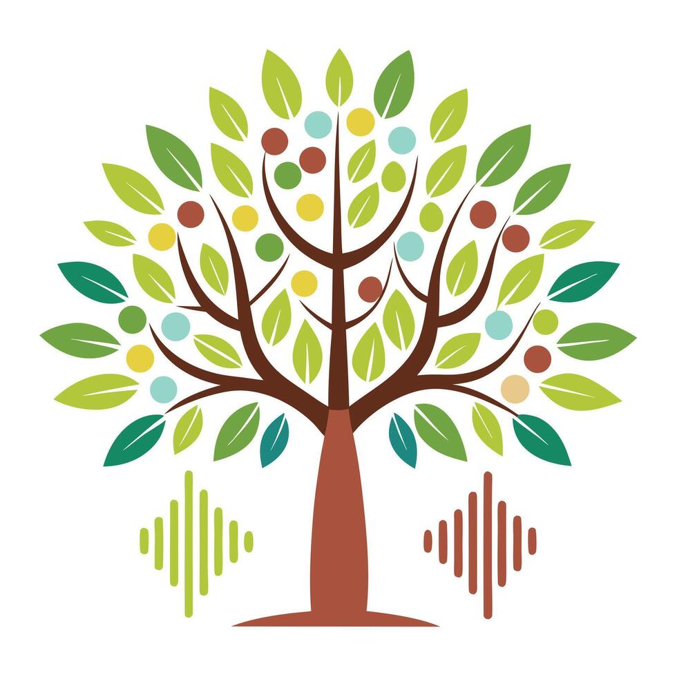 Music Tree Soundwave Leaf Patterns vector