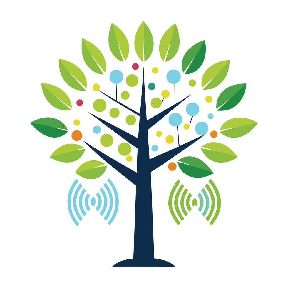 Audio Tree Soundwave Leaf Pattern Design vector