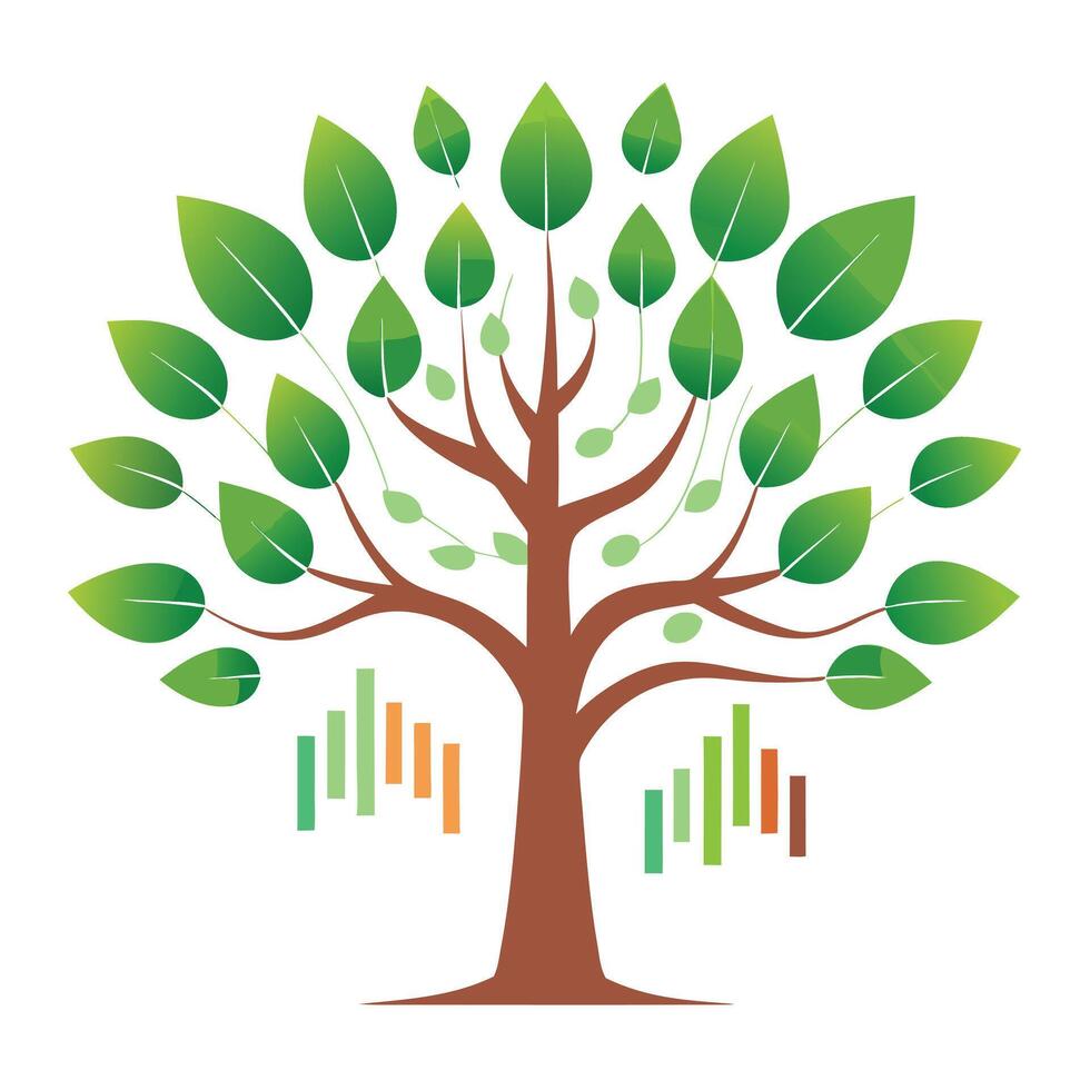 Designed Tree Soundwave Leaf Patterns vector
