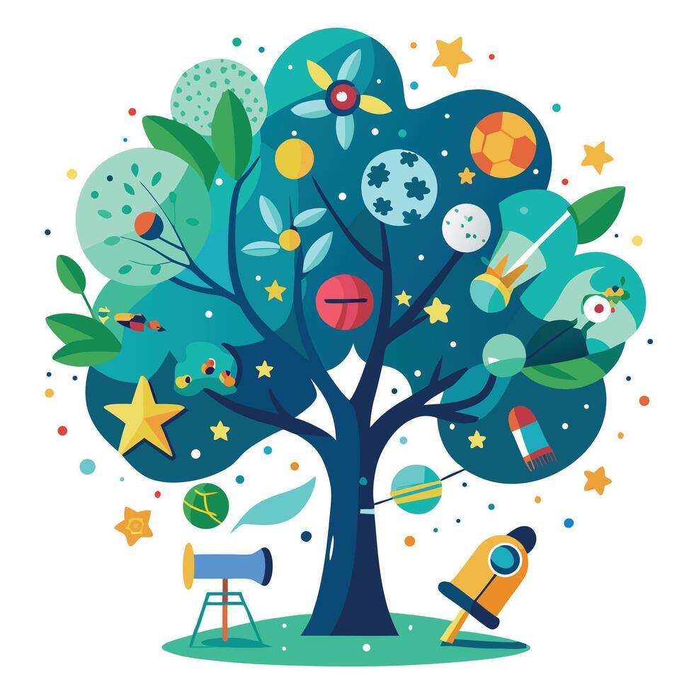 Space Theme Tree A Flat Creation vector