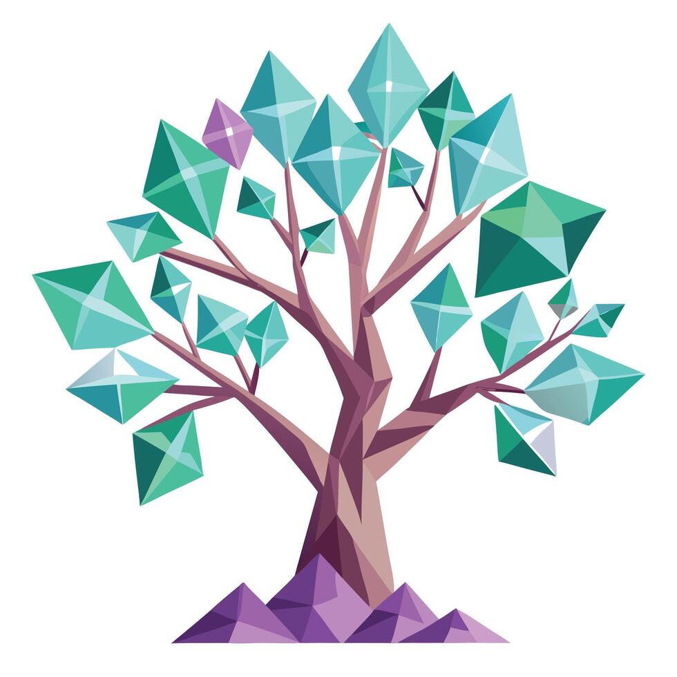 Luxury Tree Sparkling Crystal and Gem Leaves vector
