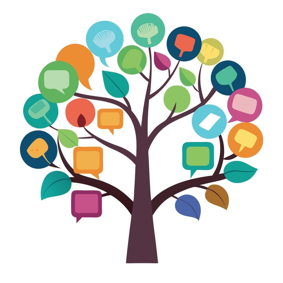 Message Tree Speech Bubble Leaf Design vector