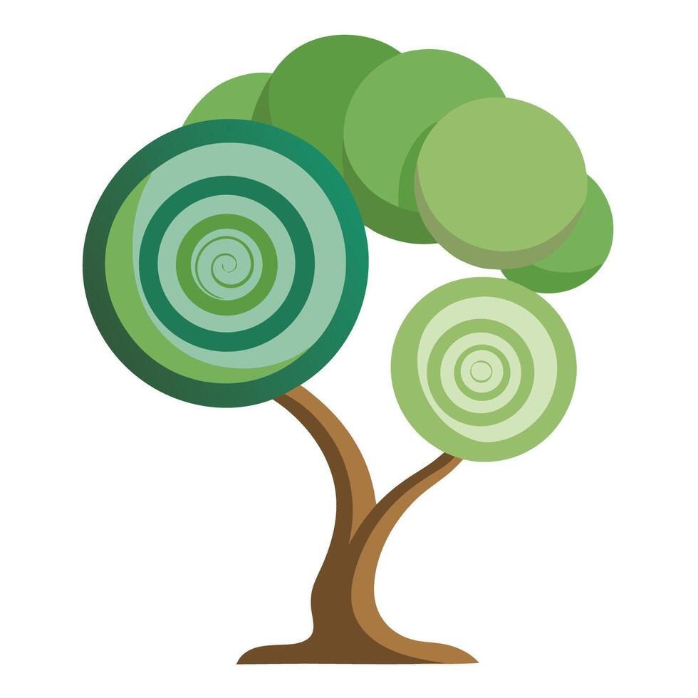 Abstract Tree Flat Spiral Canopy vector
