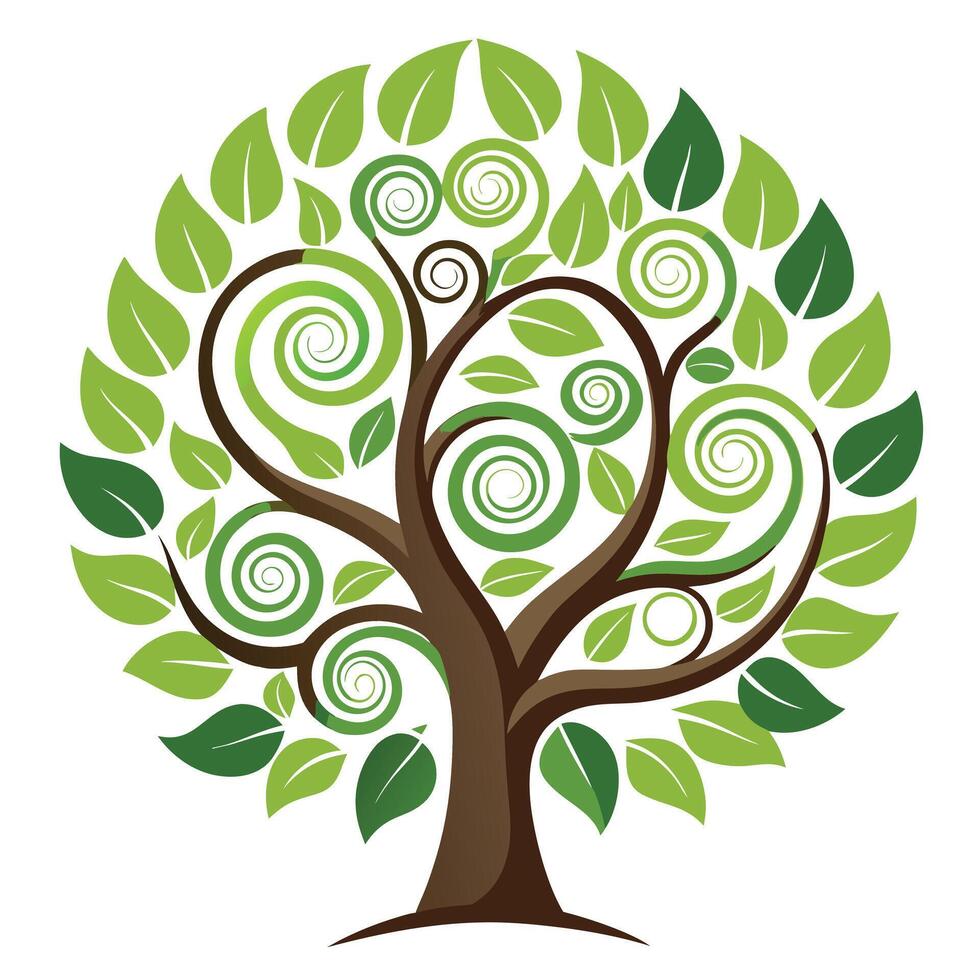 Swirl Growth Tree Center Spiral Design vector