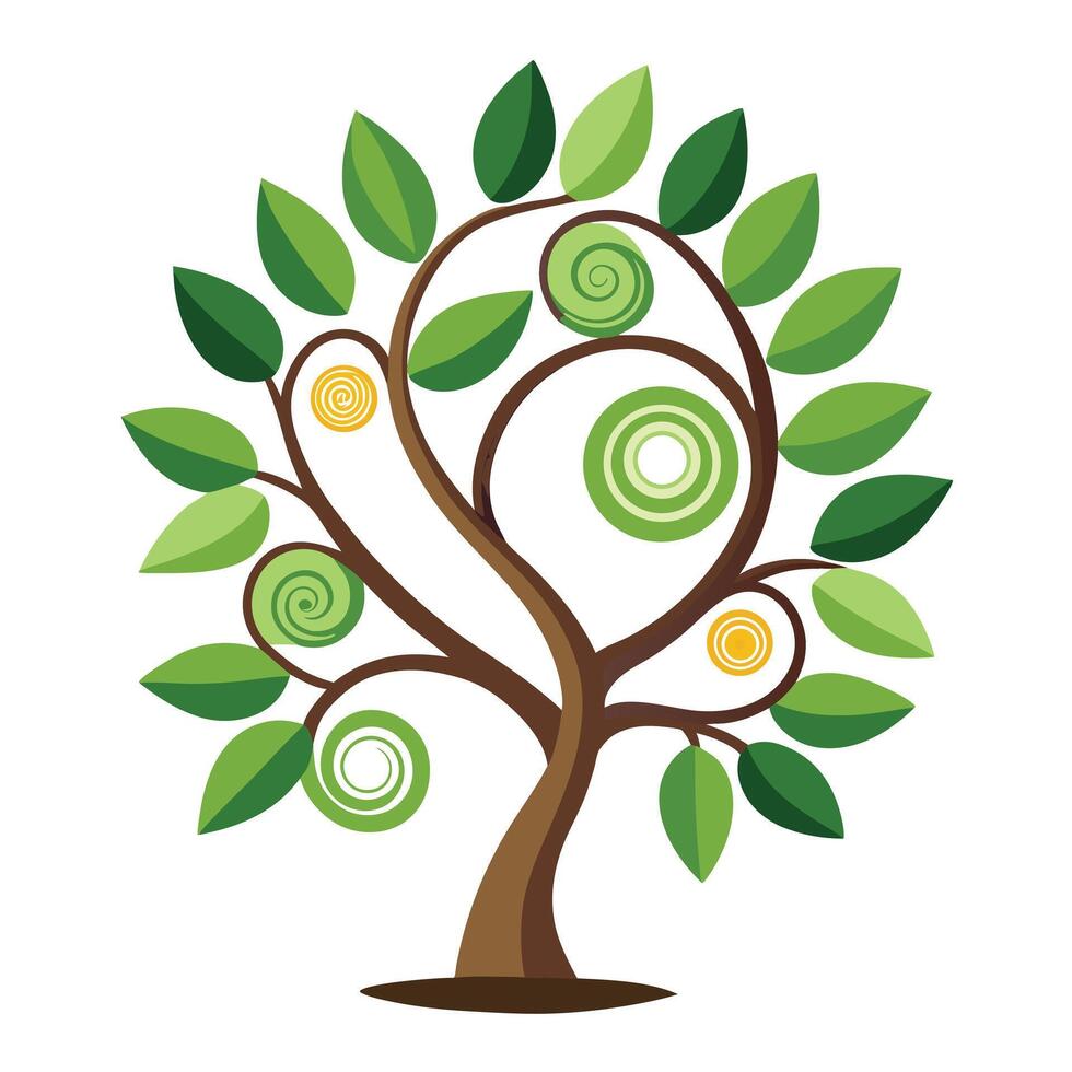 Swirl Leaf Tree Spiral Shaped Leaf Design vector
