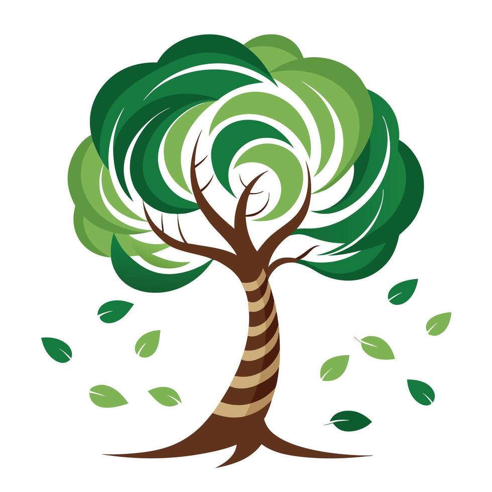 Designed Tree Spiral Tornado Leaves vector