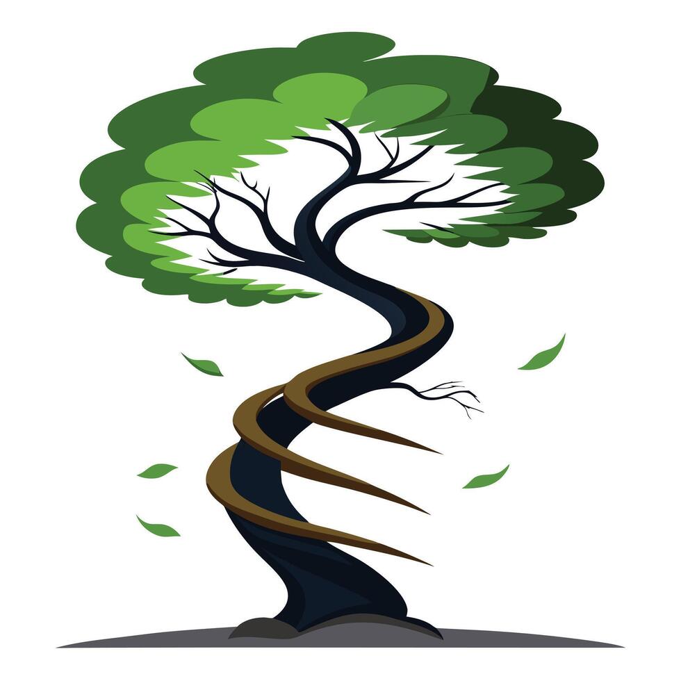 Storm Tree Spiraling Tornado Branch Design vector