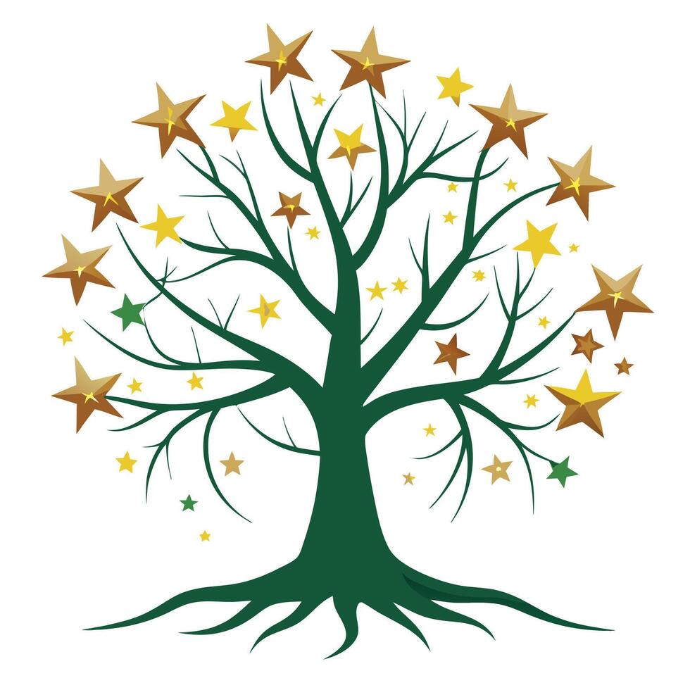 Star Root Tree A Flat Style Creation vector