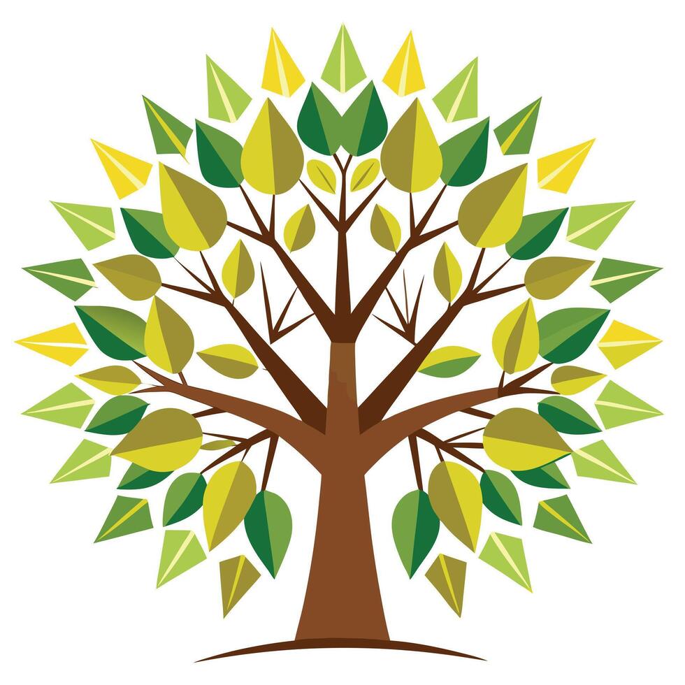 Designed Tree Flat Starburst Leaves vector