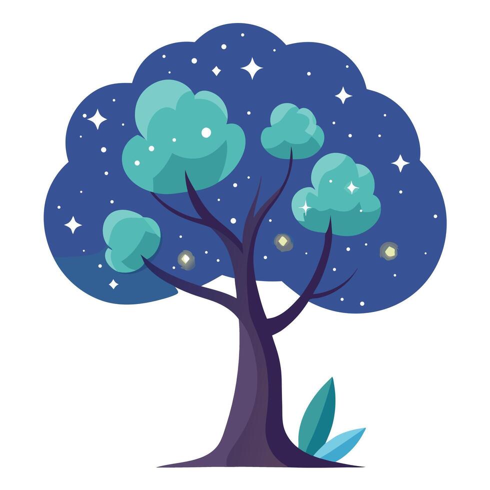Starry Night Tree A Flat Creation vector