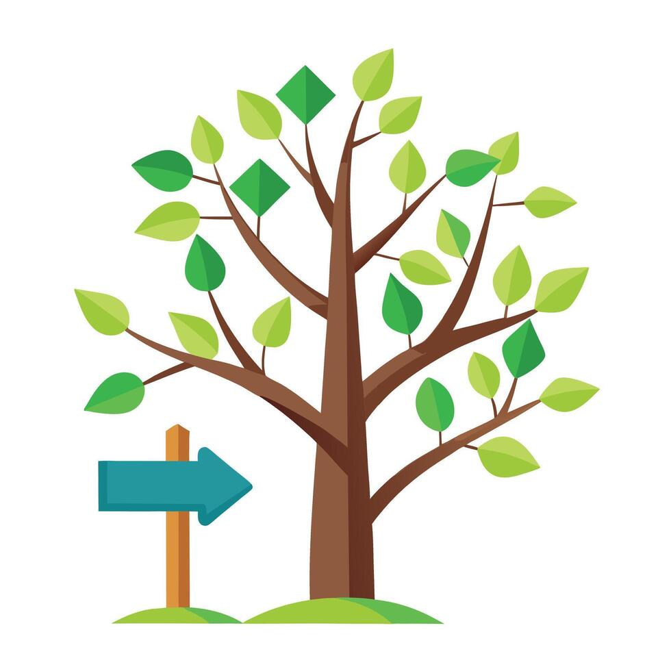 Designed Tree Flat Street Sign Leaves vector