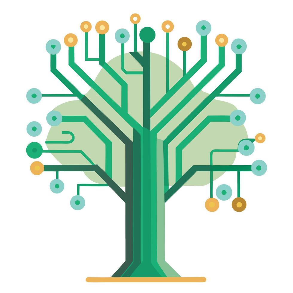 Technology Tree Stylized Digital Circuit Trunk vector