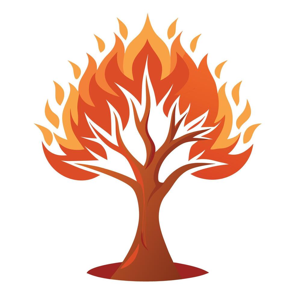 Fire Tree Stylized Flames as Branches vector
