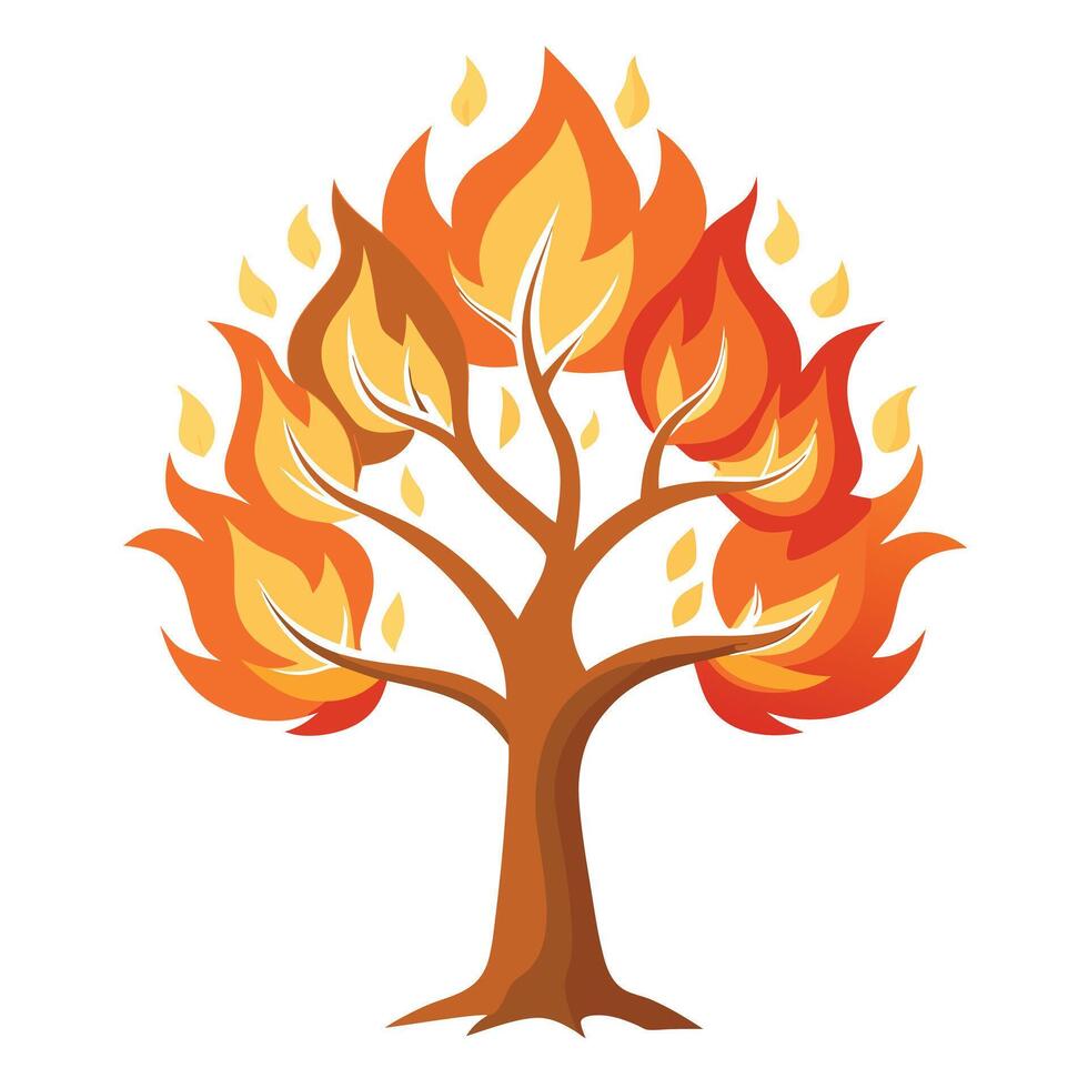 Designed Tree Stylized Flames as Branches vector