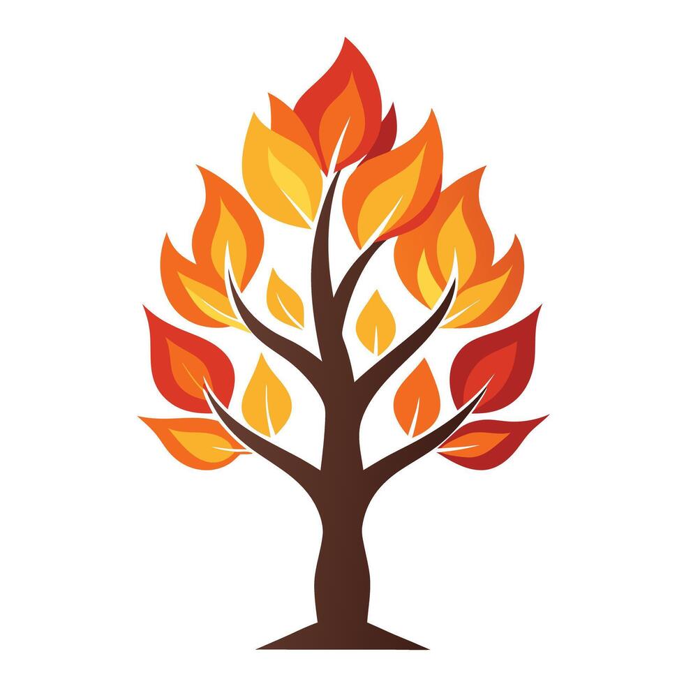 Fire Tree Stylized Flames for Foliage vector