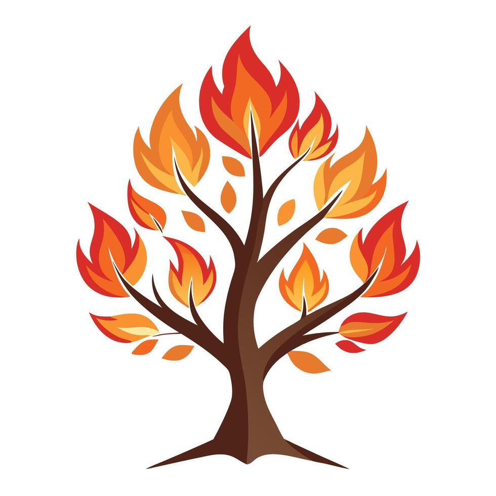 Hot Leaf Tree Stylized Flame Design vector
