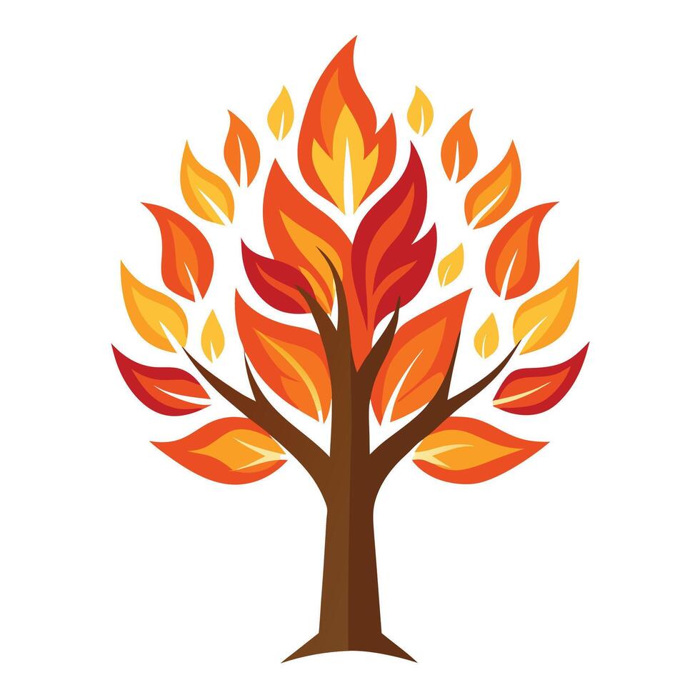 Fire Flame Tree Stylized Leaves vector