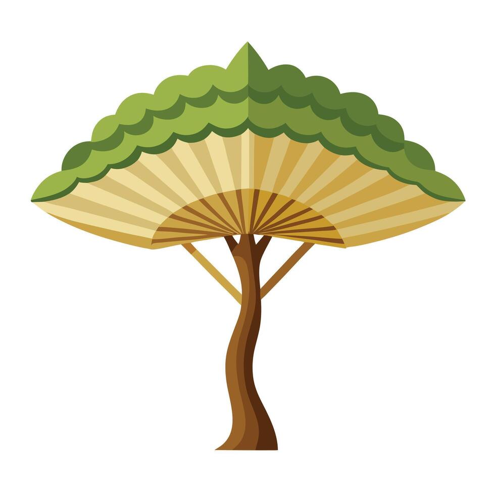 Oriental Tree Stylized Paper Fan Canopy Design vector