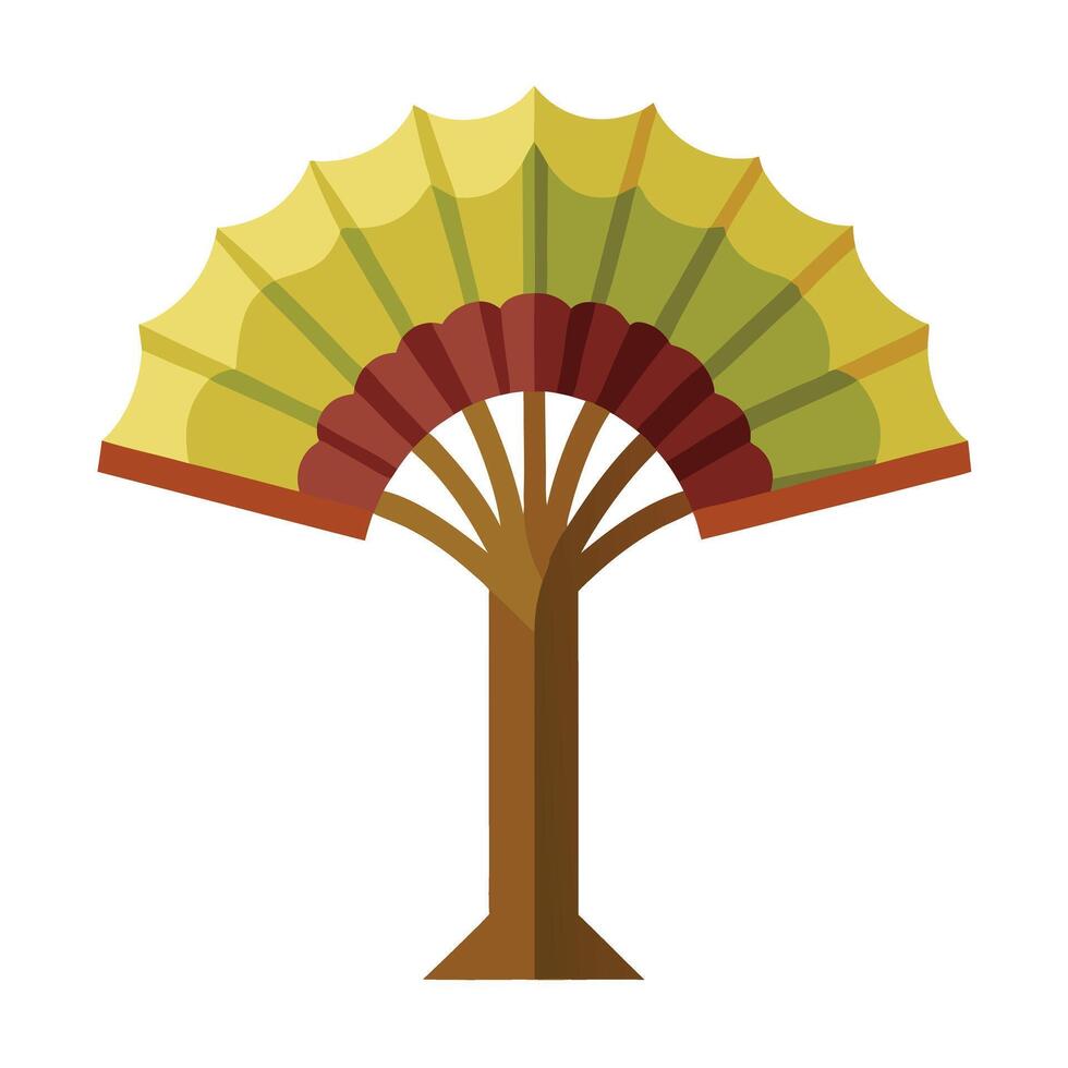 Paper Fan Tree Stylized Canopy Generation vector