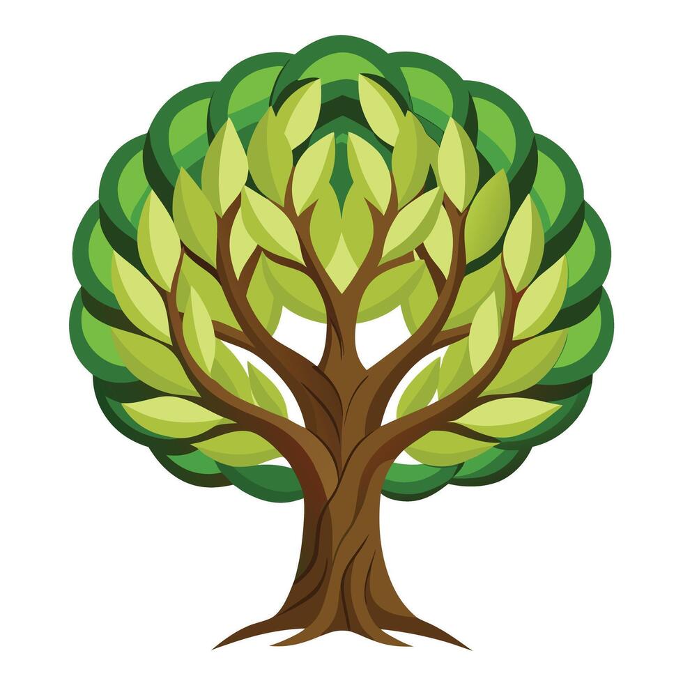 Unique tree illustration with a stylized trunk formed by tightly interwoven braids adding an interesting tactile dimension vector