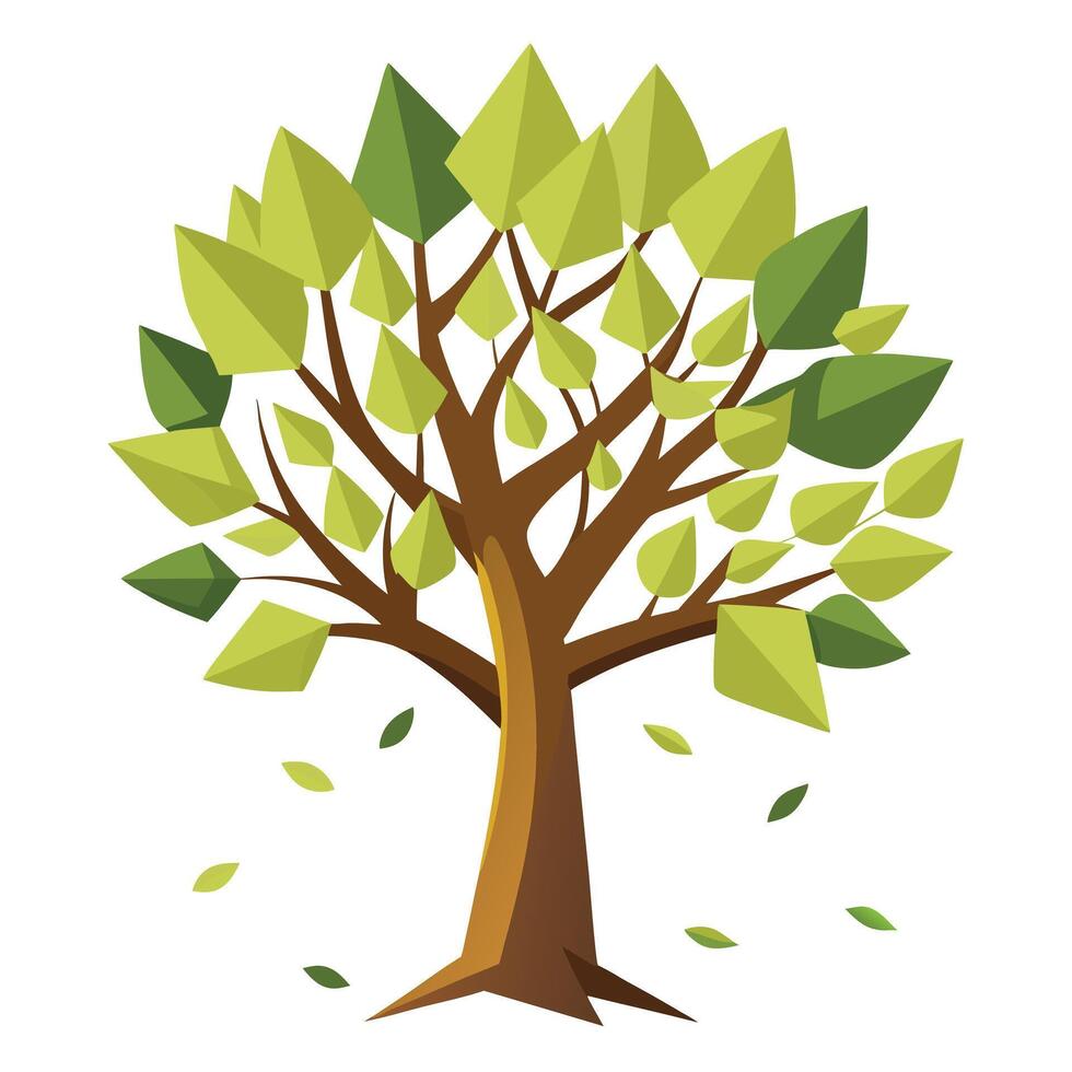 Torn Paper Tree Handmade Rustic Leaves vector