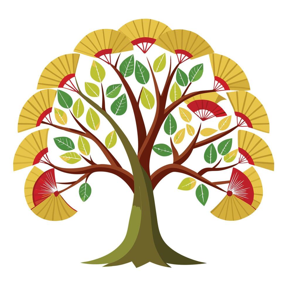 Asian Fan Tree Traditional Leaf Generation vector
