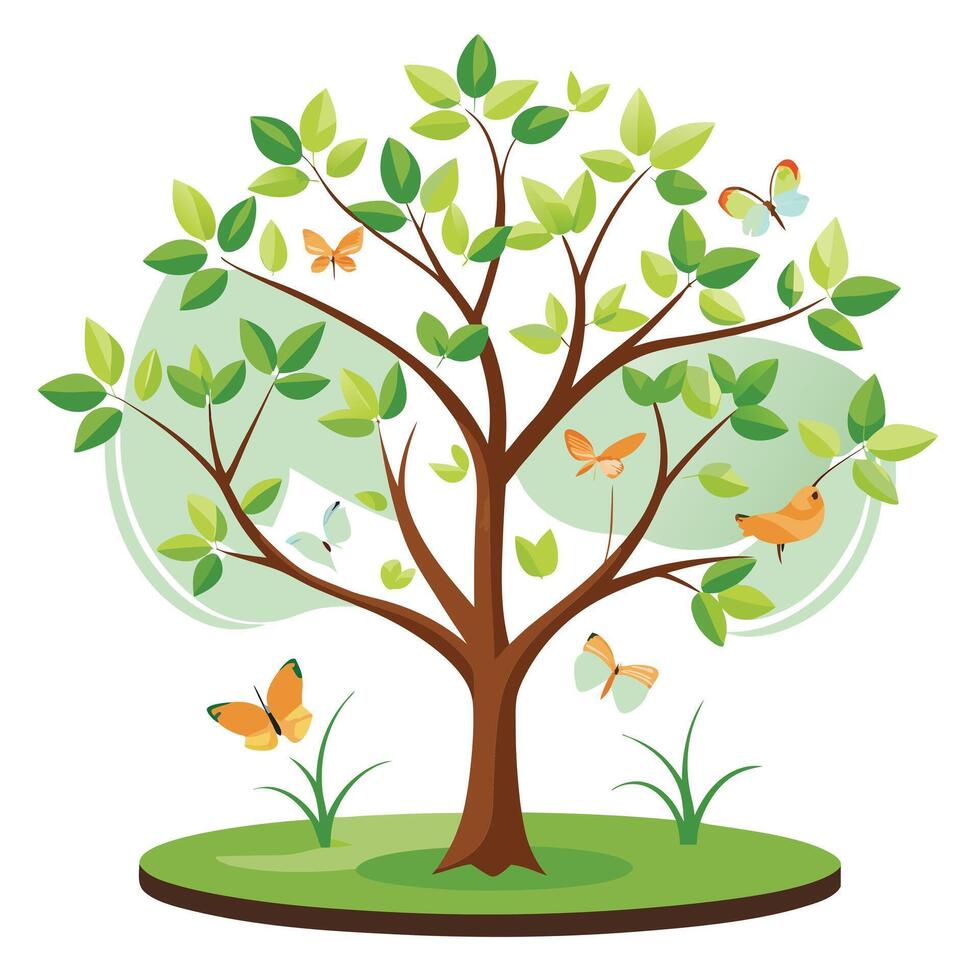 Designed Tree Transparent Canopy with Floating Objects vector