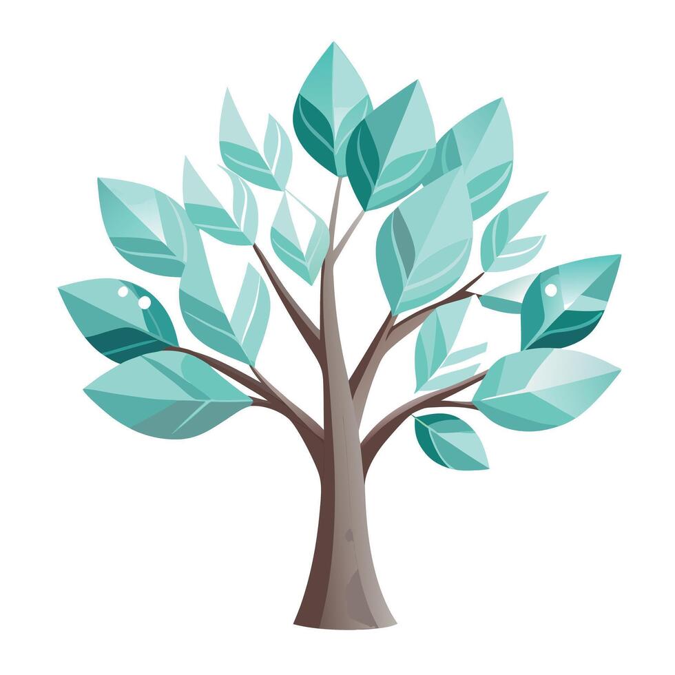 Designed Tree Transparent Glass Effect Leaves vector