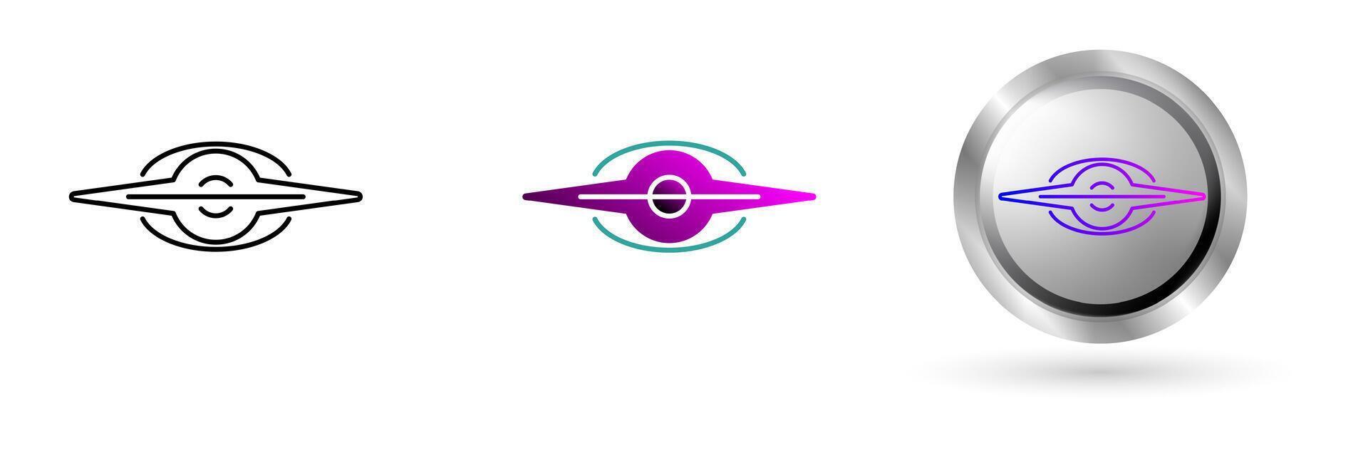 Black Hole icon represents space technology innovation, planet exploration. Ideal for astronomy education, science applications etc. vector