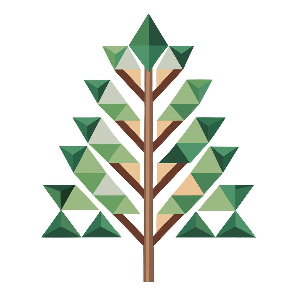 Designed Tree Flat Triangular Leaves vector