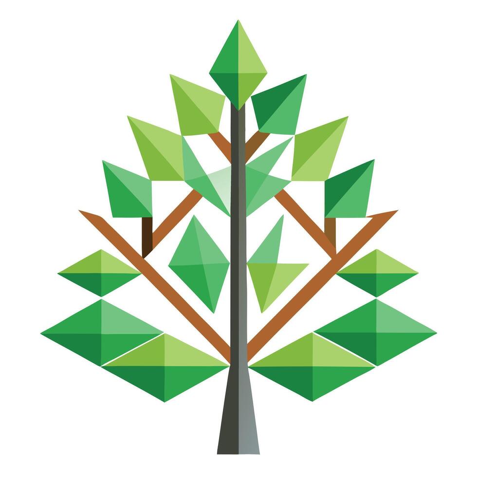 Triangular Leaf Tree A Flat Style Generation vector