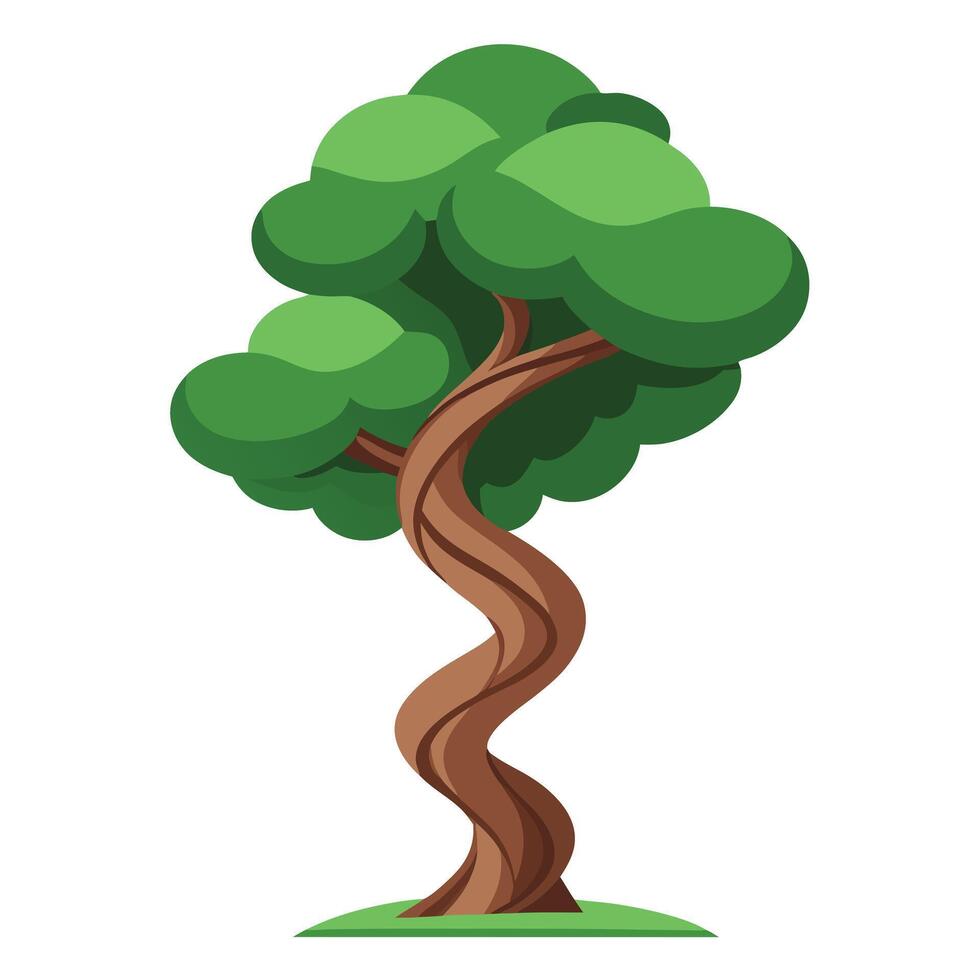 Ribbon Trunk Tree Twisted Flat Design vector