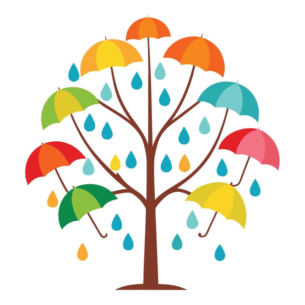 Umbrella Leaf Tree A Flat Style Creation vector