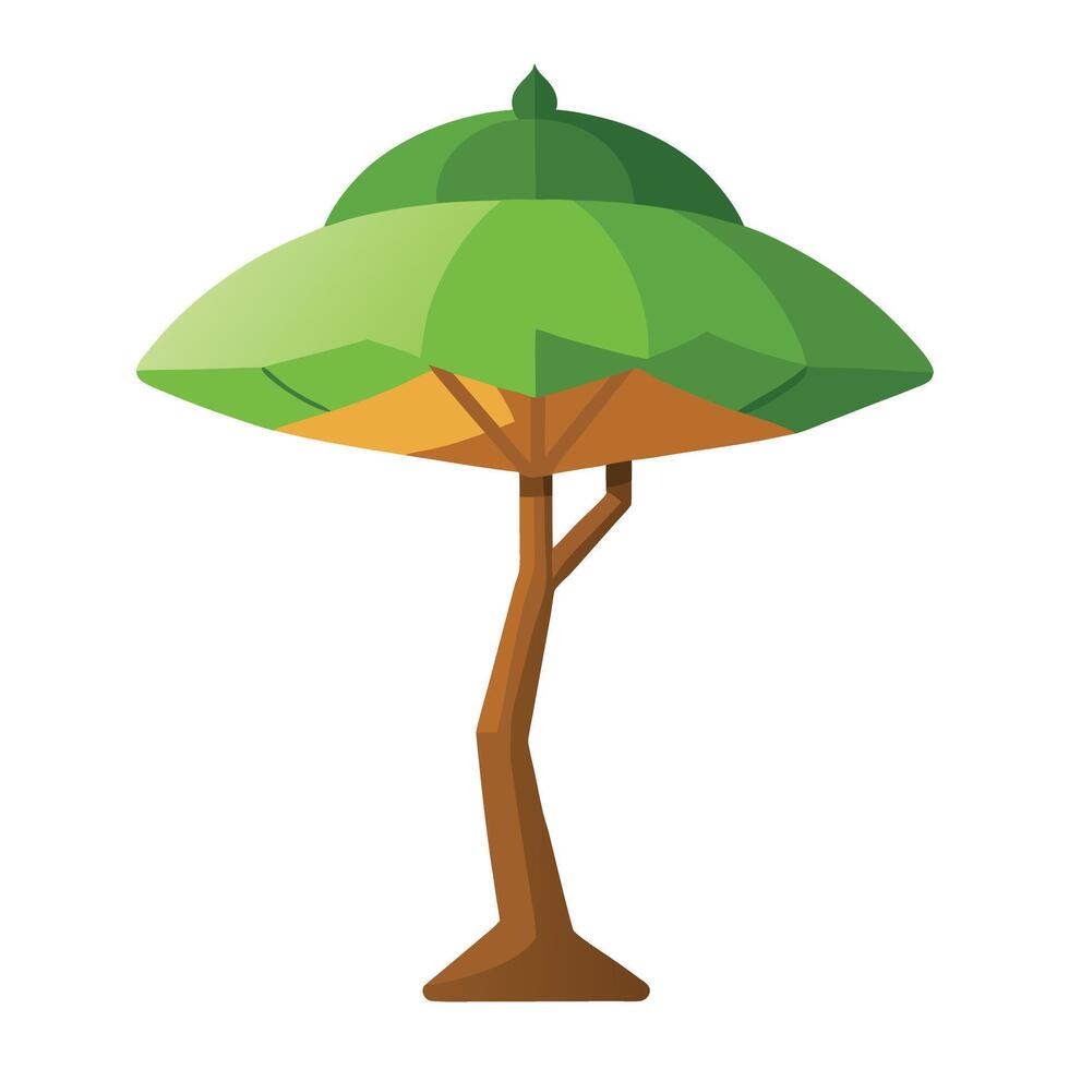 Unique tree design featuring an umbrella-shaped canopy providing shade and shelter in nature vector