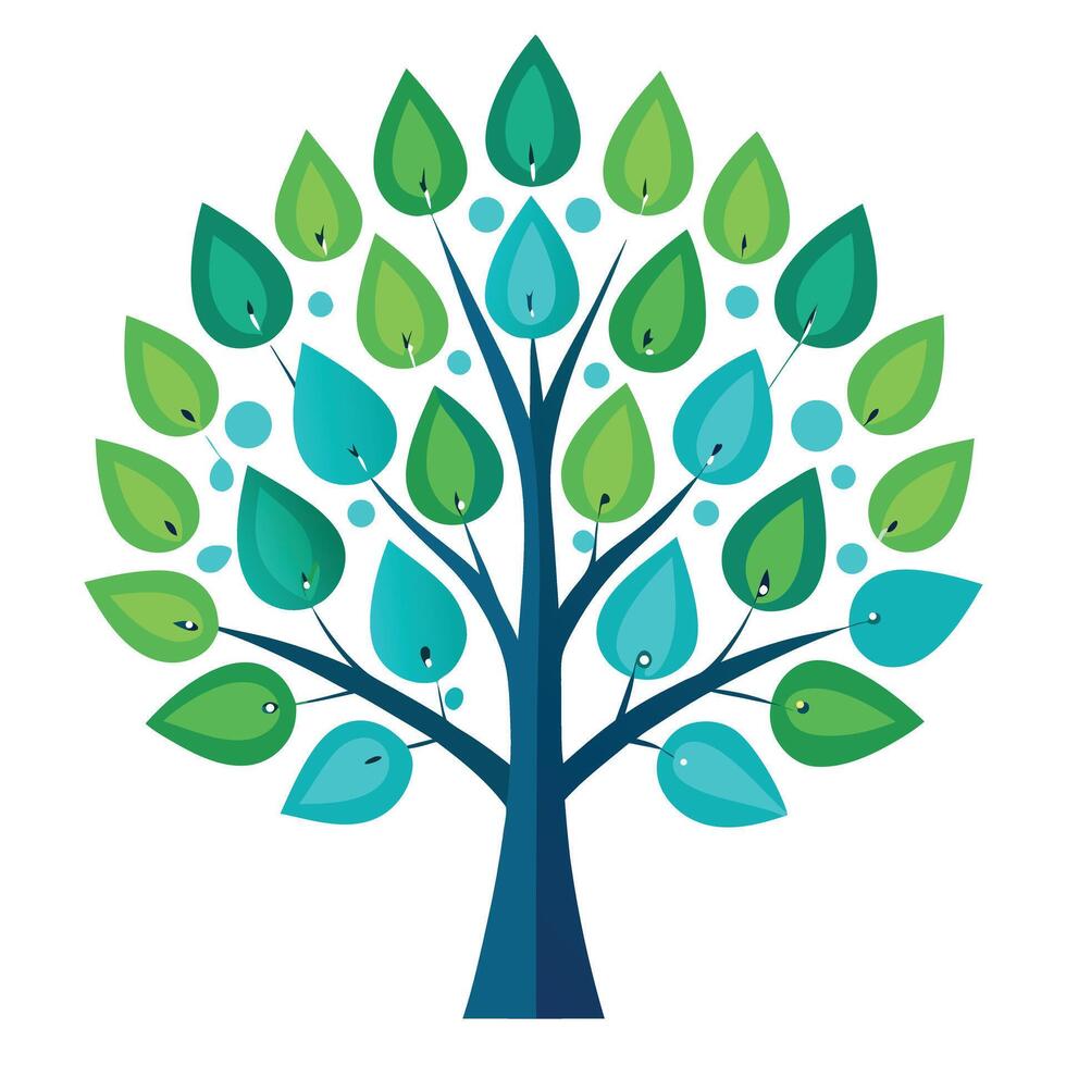 Elegant tree illustration with stylized water droplet leaves adding a touch of natural beauty and tranquility to the design vector