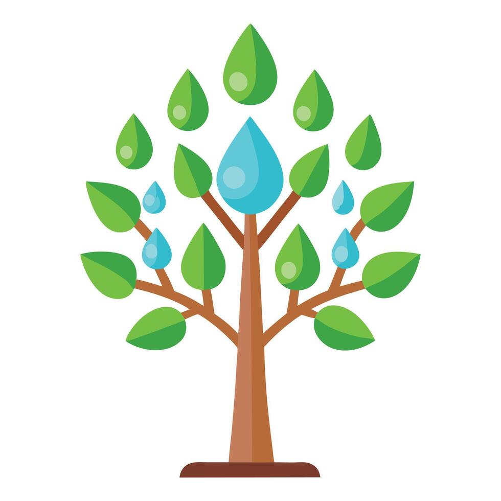 Pure tree illustration with stylized water droplets composing the leaves adding a sense of natural freshness and clarity vector