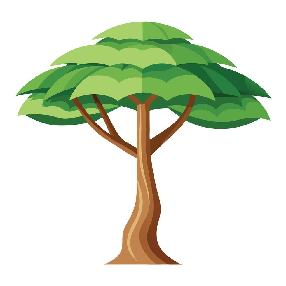 Creative tree design displaying stylized leaves with a flowing wavy and stacked layered arrangement for a visually rich composition vector