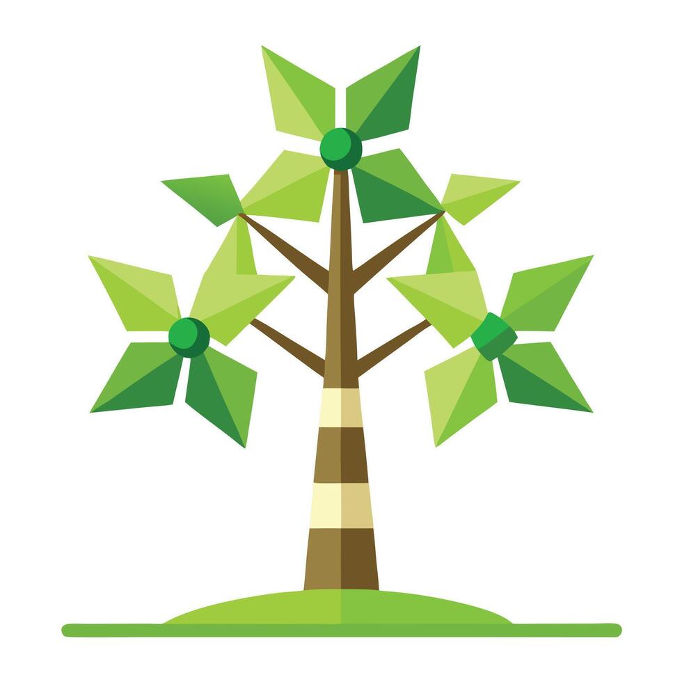 Sustainable energy tree design featuring stylized windmill blades forming the canopy for a concept of renewable power vector
